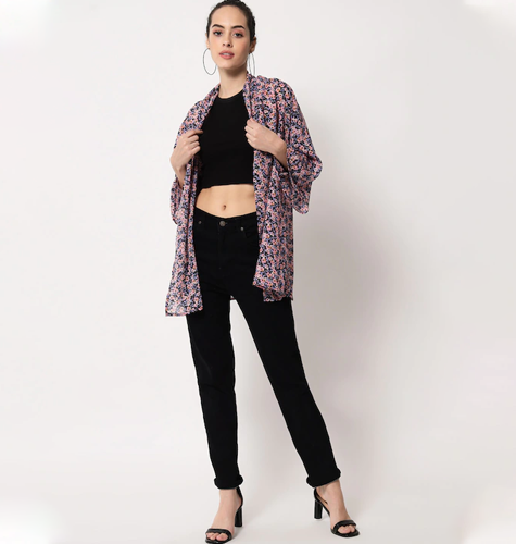 Women Printed Longline Shrug
